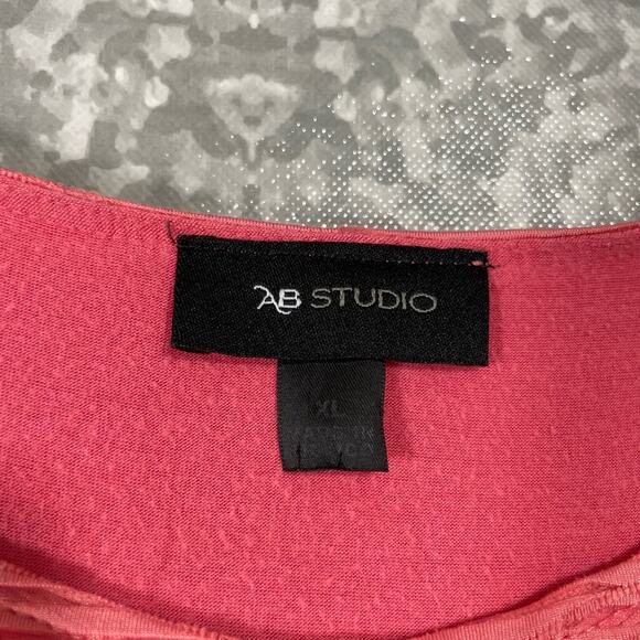 AB Studio Pink Striped Layered Top With Banded Waist - Size XL - Dolman Sleeves - Picture 4 of 5